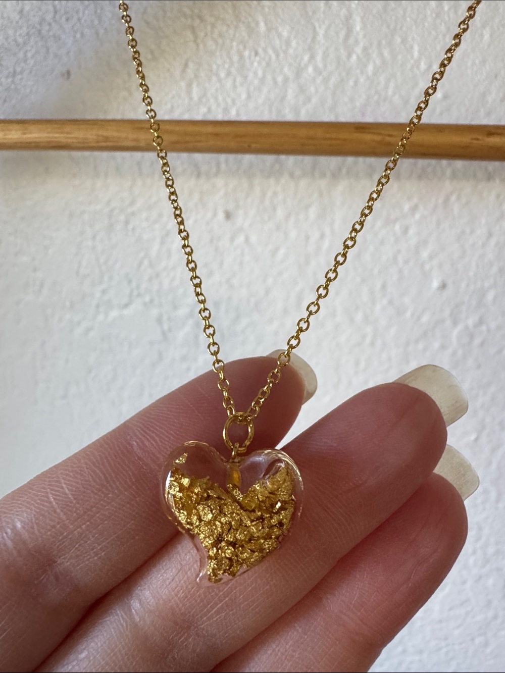 Gold Tone Gold Flake Heart Pendant